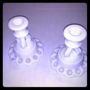 Vintage Milk Glass Candlesticks Westmoreland (2)